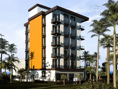 BAR-MONTENEGRO-2020 hotel building at night 3D model