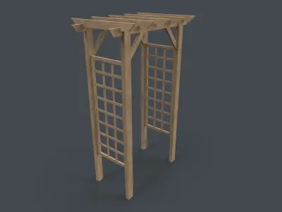 PBR Wooden Arbour Garden Arch D Low-poly 3D model