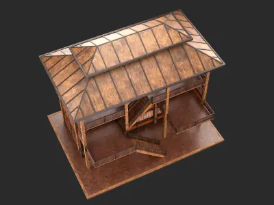 Medieval Fantasy House 09 with interior and exterior 3D model