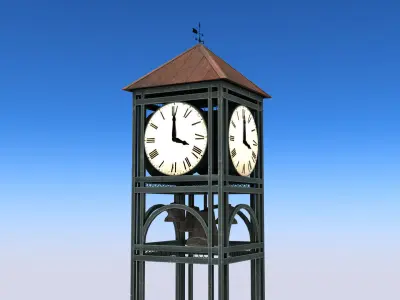 Tall Street Clock Low-poly 3D model