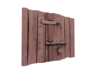 Grungy old wooden door   Low-poly 3D model