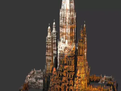 CHATEAU Fortress fantasy castle Garden towers   3D model