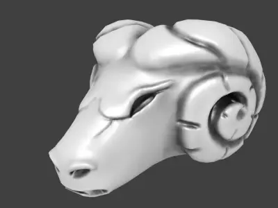 Stone Ram Head Free low-poly 3D model