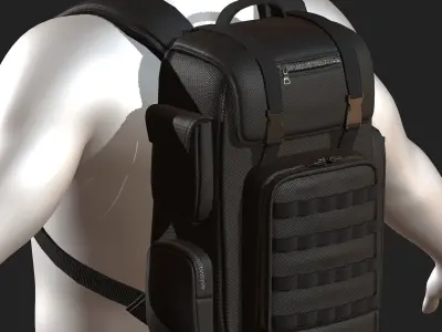 Backpack Camping bag baggage Black  Low-poly 3D model