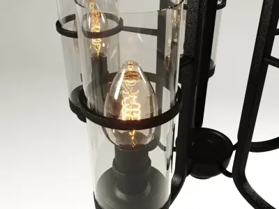 chandelier with four glass candle holders 3D model