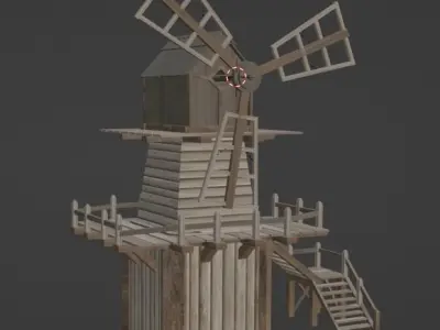 Windmill 3d model Low-poly 3D model