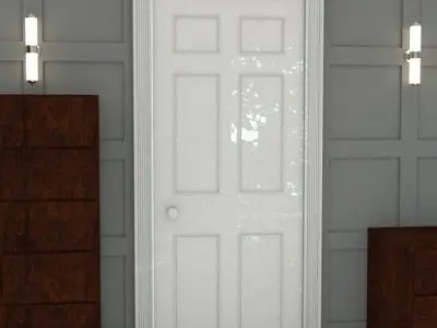 six panel door Low-poly 3D model