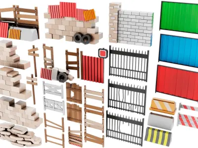 Fence low-poly Free pack model Low-poly 3D model