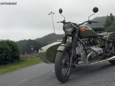  Vintage Motorcycle with Sidecar Rigged for Maya 