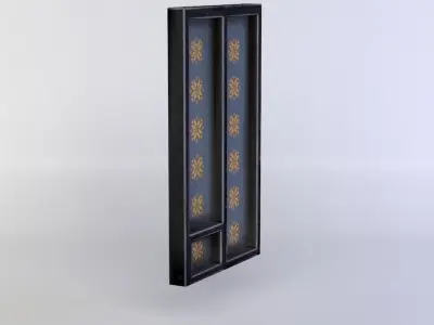 Window gold box with flowers Low-poly 3D model