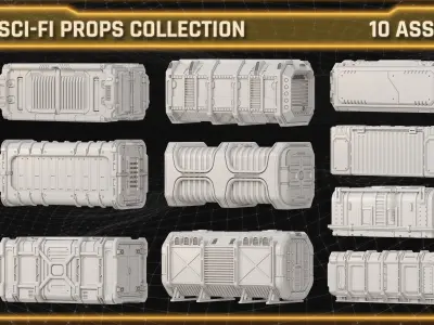 SCI-FI Props Collection CONTAINERS 3D model