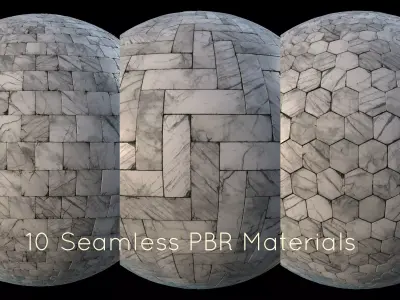 White marble tiles PBR material pack Texture
