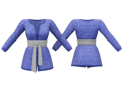 Blue Tone Top Necklace Jeans Bag Outfit Low-poly 3D model