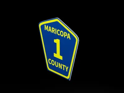 Street Sign County Road Low-poly 3D model