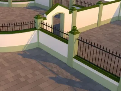 Modular fences gates and walls 3D model