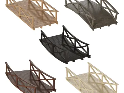 Wooden plank arch bridge 3D model