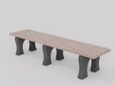 Outdoor Wooden Bench 1 Low-poly 3D model