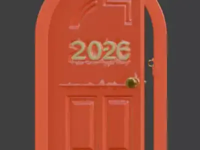 High-Quality 3D Cartoon New Year Door Sculpture Low-poly 3D model