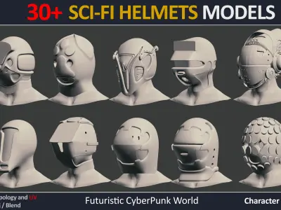 30 SCI-FI HELMET MODELS  VOL9 Low-poly 3D model