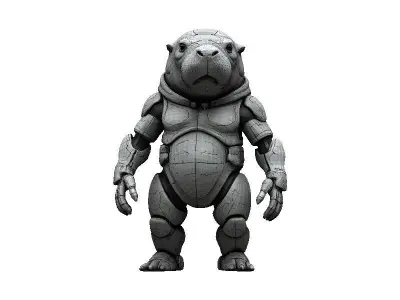 Manatee Cyborg Low-poly 3D model
