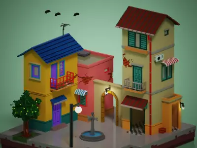 Old house voxel 3D model