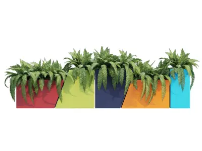 Tessellate colorful planter with plants in it 3D model