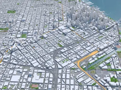 San Francisco Downtown California USA Low-poly 3D model