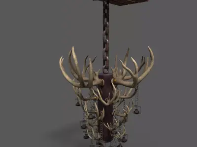 Large Antler Chandelier Free low-poly 3D model