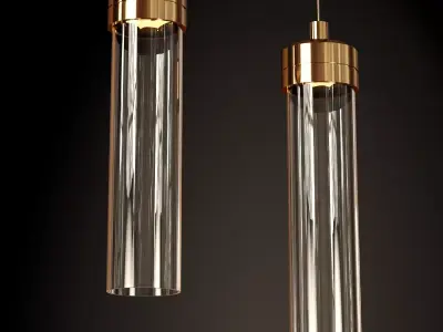 celinglamp gold and glass pendant lights Low-poly 3D model