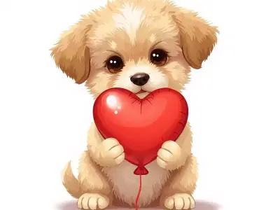 Puppy with Heart Balloon 3D Character V01 Low-poly 3D model