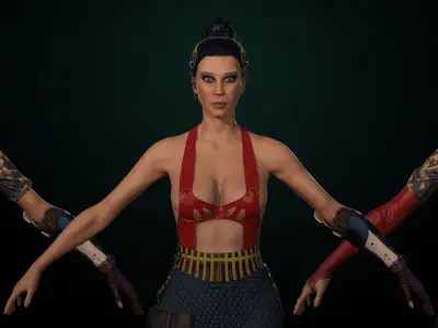 Cyberpunk Girl gameready Low-poly 3D model