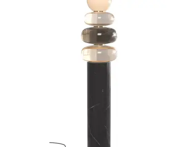 Contemporary Floor Lamp with Marble Base and Glass Totem 3D model
