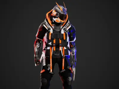 Cyberpunk Axion Robot Low-poly 3D model