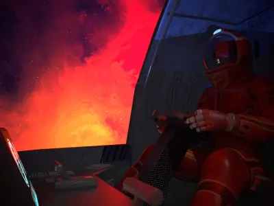 Ship arriving on planet earth Low-poly 3D model