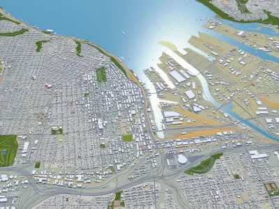 Tacoma Washington USA 50km Low-poly 3D model