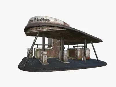 SciFi Gas Station A10 Abandoned - Sci Fi Exterior Design Low-poly 3D model