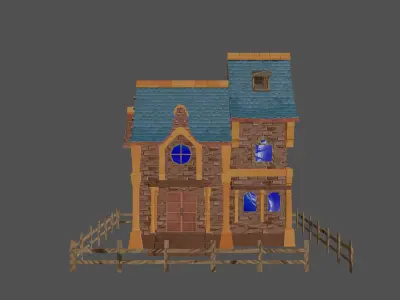 stylized medieval house Low-poly 3D model purchase