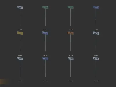 Road sign - Big pack Low-poly 3D model