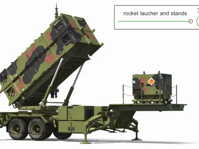  Patriot Launcher Transport Module with Support Box Camo Rigged 