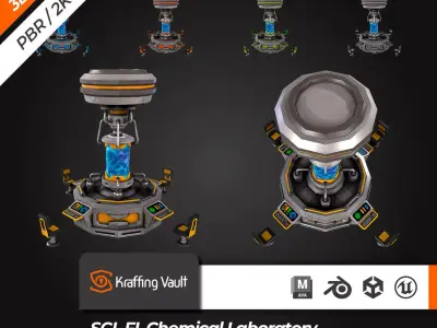 SCI-FI Chemical Laboratory Low-poly 3D model