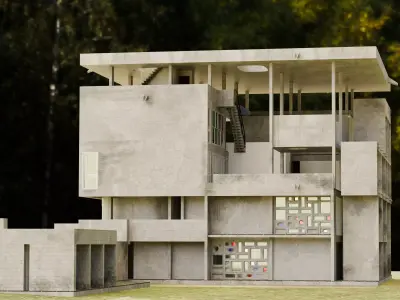 Villa Shodhan designed by Le Corbusier 3D model