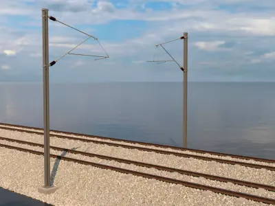 Railroad Catenary Poles Push Pull 2 Sets 3D model