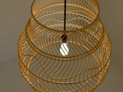 Bamboo weaved Hanging Light 3D model