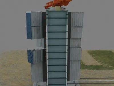 Launch Center and CZ-2F Rocket 3D model