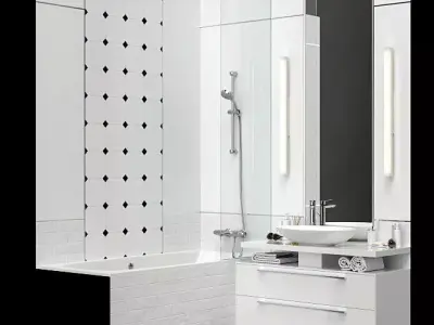 Furniture and decor for a small bathroom 3D model