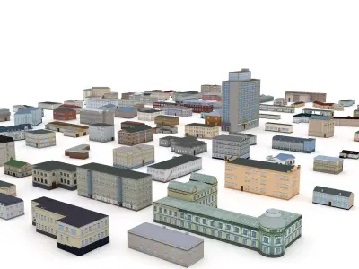 122 Buildings LowPoly Collection Low-poly 3D model