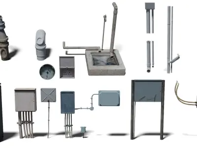 Set dressing detailing kitbash for city scene environments 3D model