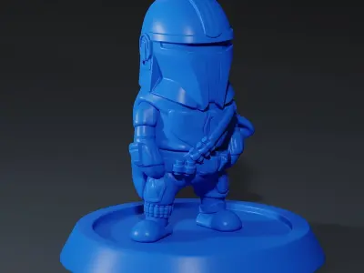 Mandalorian Chibi with base 3d print ready  3D print model