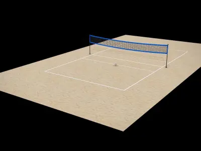 Volleyball Net with Volleyball Low-poly 3D model