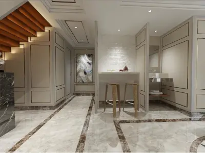 living room with dining room 3D model14 3D model